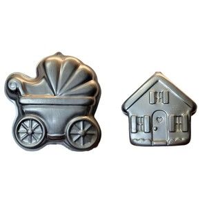 Wilton Baby Carriage Cake Pan 2105-3319 & 3D House Cake Pan 2105-2070